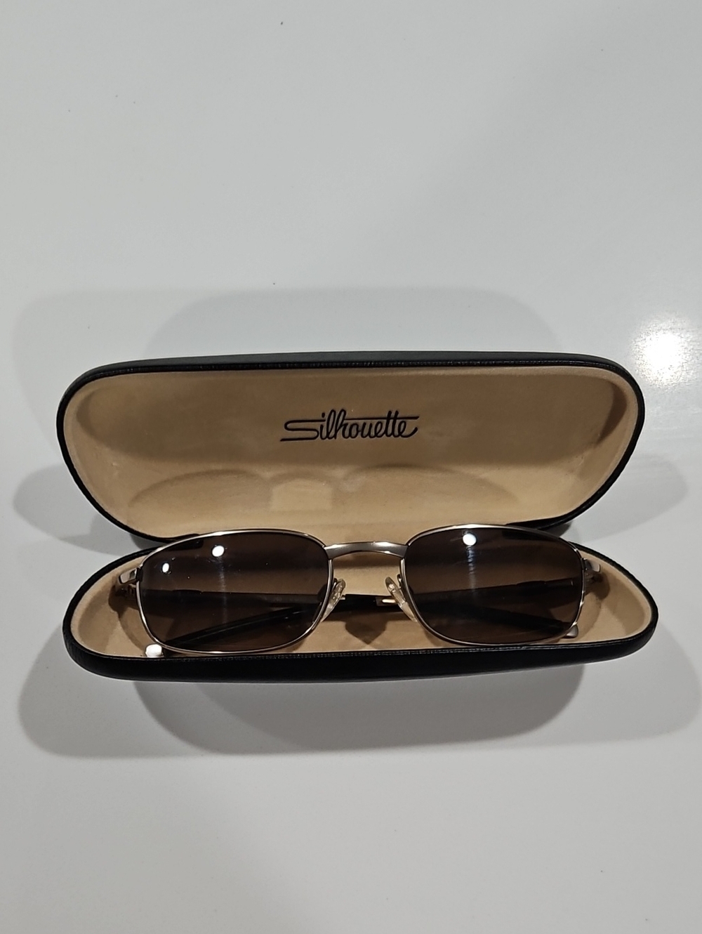 Vintage Silhouette Men's Chrome Frame Sunglasses with Brown Lenses M8558 V6052